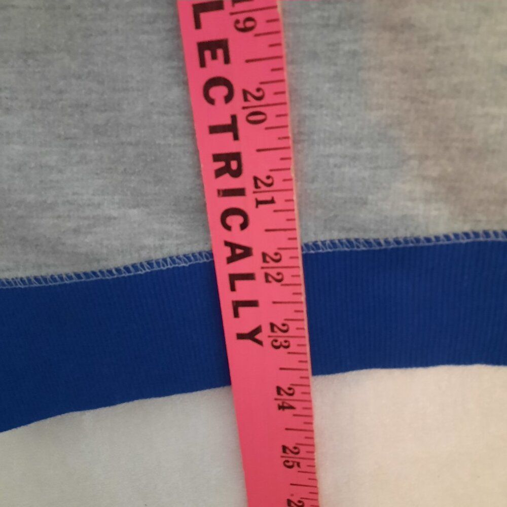 VTG Y2K ADIDAS Color Block Big Center Logo Hoodie Youth Lg Grey Blue Green, 90s - Picture 11 of 11